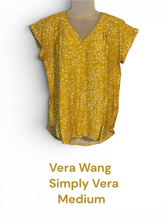 Vera Wang Tops - VERA WANG Simply Vera  Yellow White Speckled V-Neck Cap Sleeve Top  MEDIUM    #M